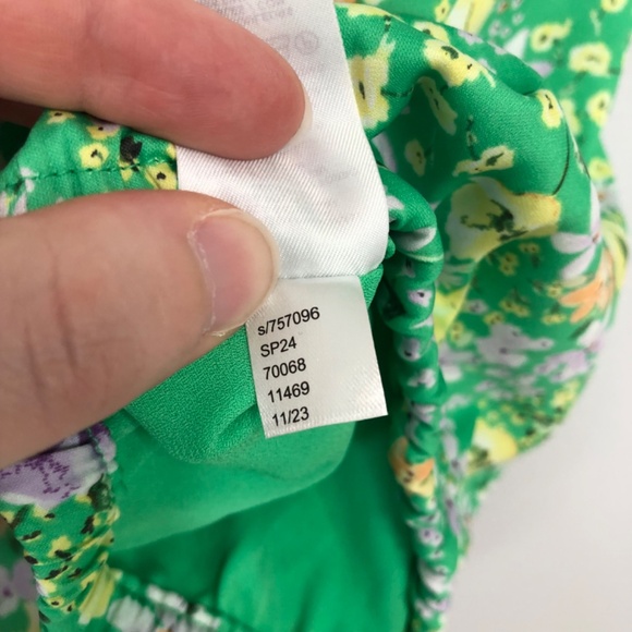 Loft Green Floral Sleeveless Bubble Hem Top Large - Picture 9 of 12